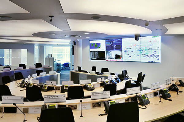 The Main CMC operations room with 4x2 video wall