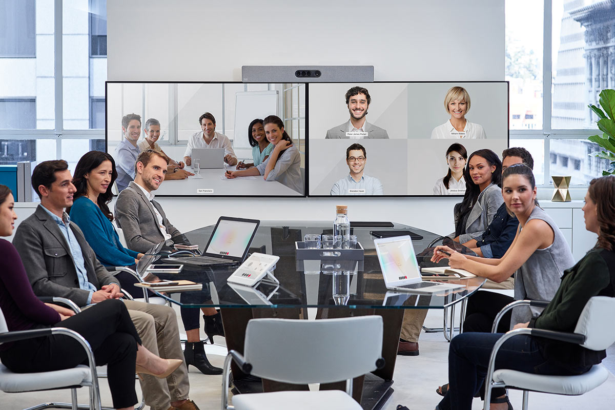 A meeting room with Cisco Devices for Microsoft Teams